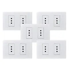 WANT - Pack 5 Tomacorriente Doble Metálico 10A - Blanco.