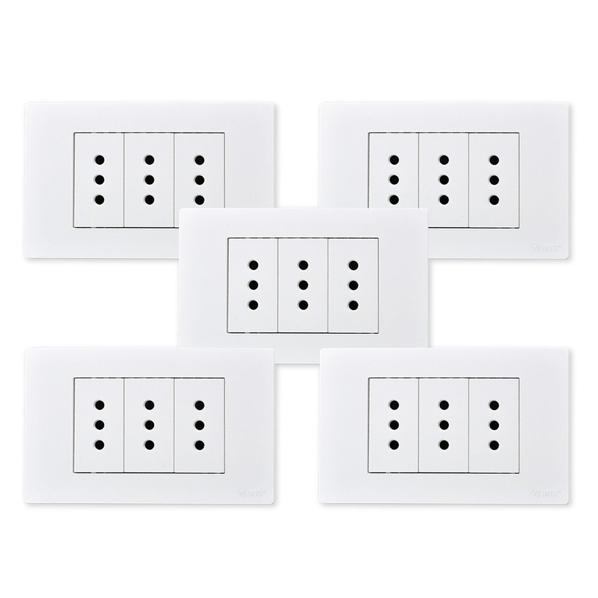 WANT - Pack 5 Tomacorriente Triple Metálico 10A - Blanco