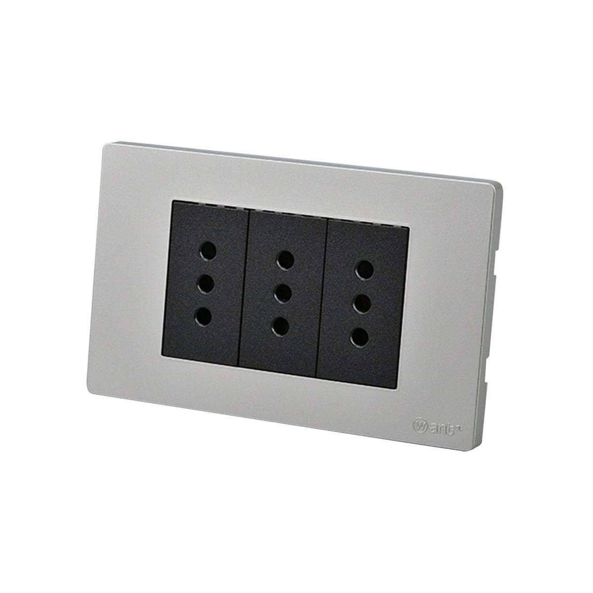 WANT - Pack 5 Tomacorriente Triple Metálico 10A - Gris Negro