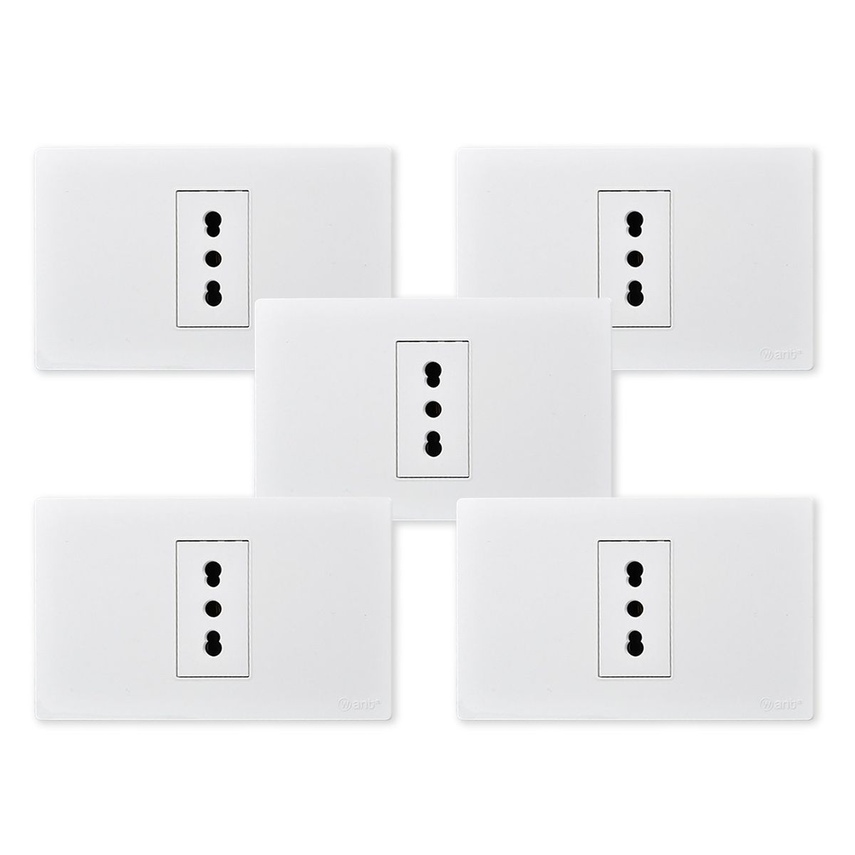 WANT - Pack 5 Tomacorriente Simple Metálico 16A - Blanco