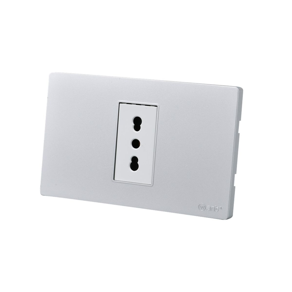 WANT - Pack 5 Tomacorriente Simple Metálico 16A - Gris Blanco