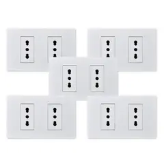 WANT - Pack 5 Tomacorriente Doble Metálico 16A - Blanco