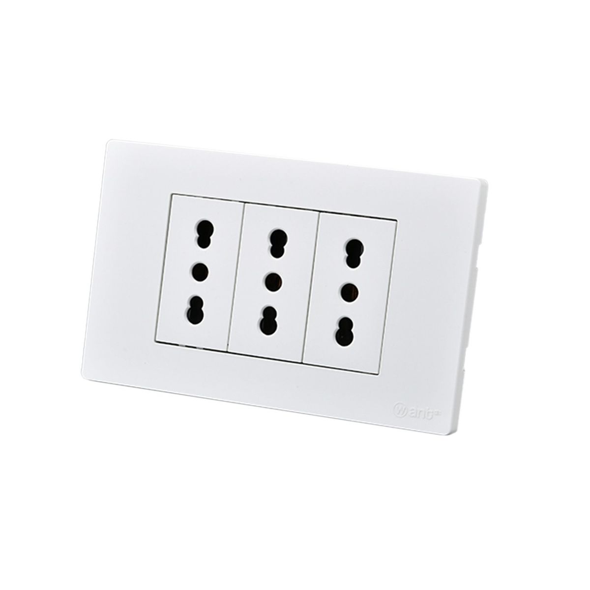 WANT - Pack 5 Tomacorriente Triple Metálico 16A - Blanco