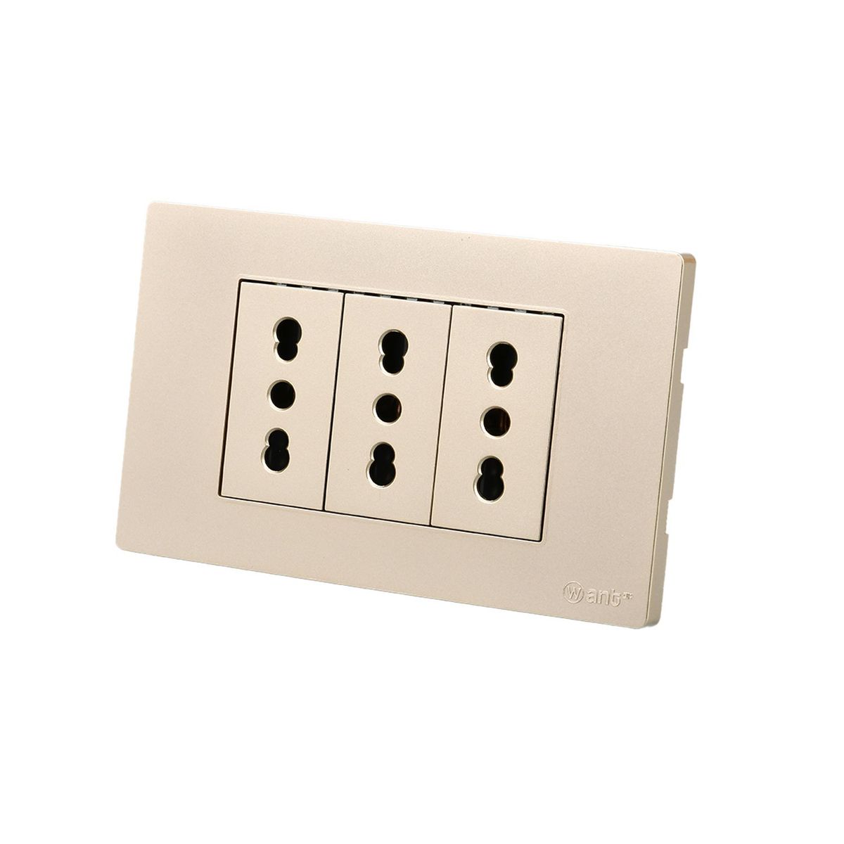 WANT - Pack 5 Tomacorriente Triple Metálico 16A - Dorado