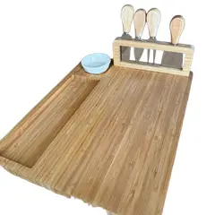 SOMOS DECO - Tabla de Quesos de madera con set de cuchillos