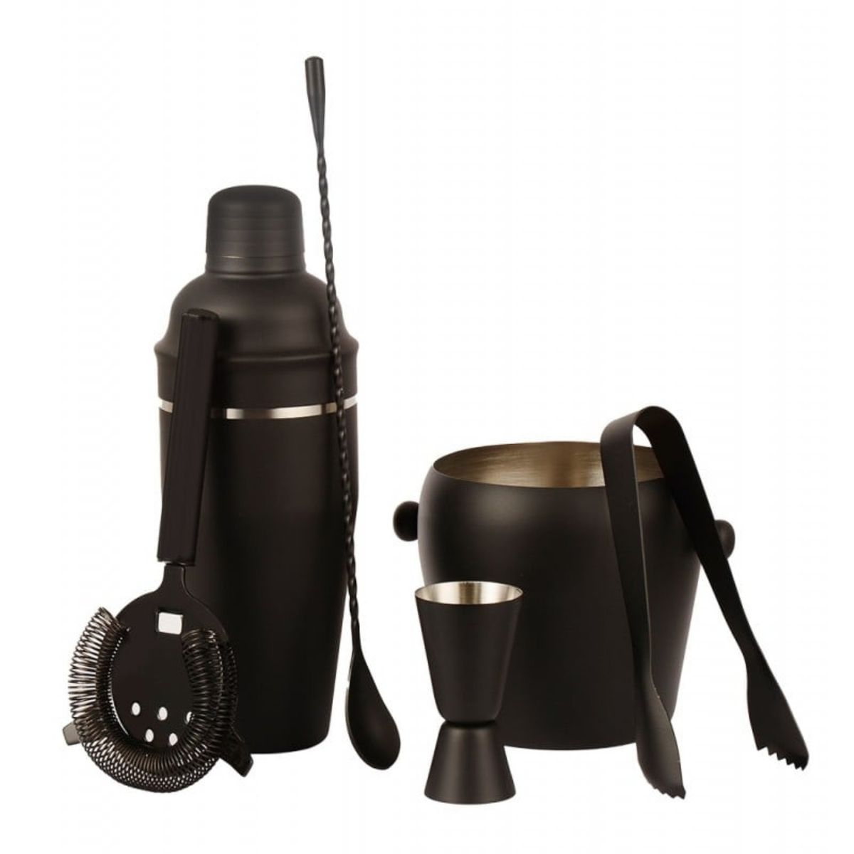 LUGANO - Set Bar 6pzs Negro Manhattan Ice Acero Inoxidable Lugano