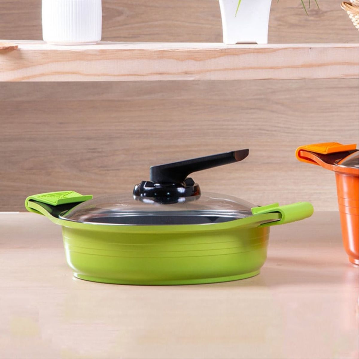 ROICHEN - Arrocera con Asas Silicona 24cm 2,5lt Verde Pistacho Roichen