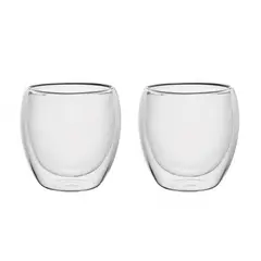 LUGANO - Set 2 Pzs Tazas Doble Pared 150ml Vidrio Borosilicato