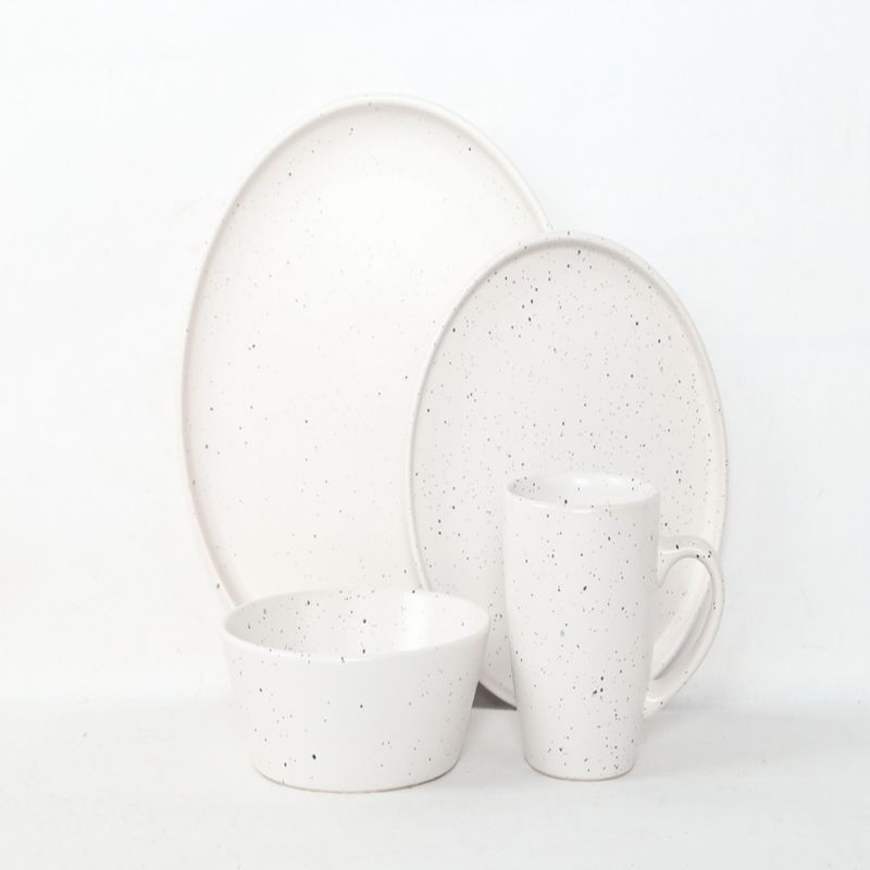 LUGANO - Set Vajilla 24 pzs White Dots Cerámica Blanco Lugano.