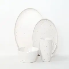 LUGANO - Set Vajilla 24 pzs White Dots Cerámica Blanco Lugano.