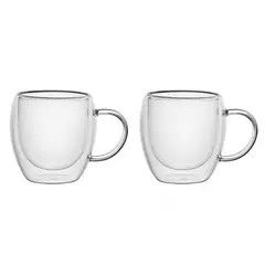 LUGANO - Set 2 Pzs Tazas Doble Pared 220ml Borosilicato Viena