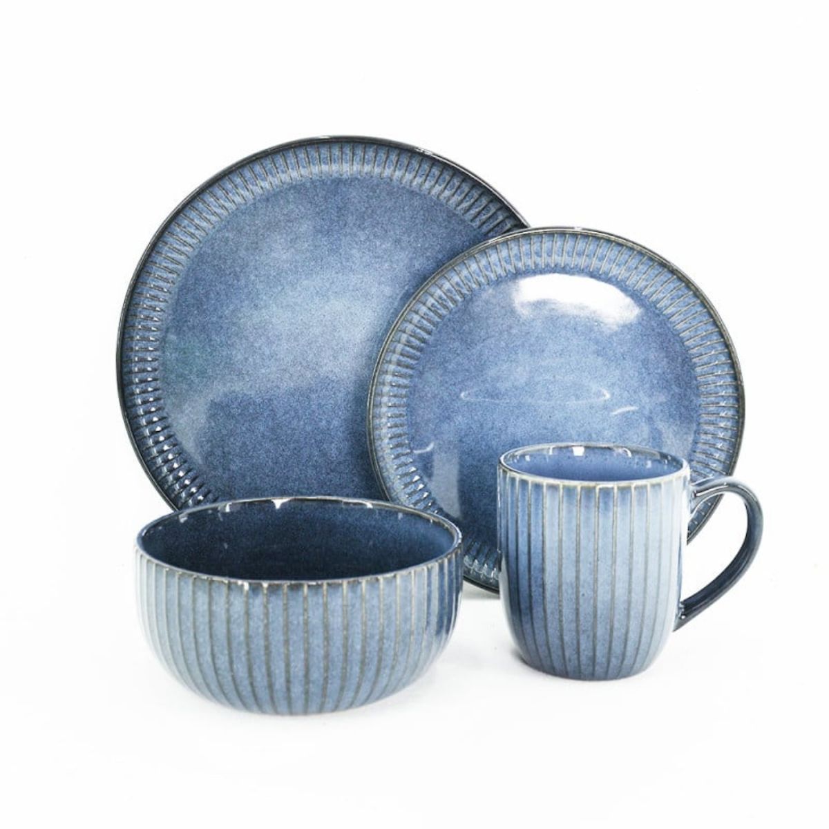 LUGANO - Set Vajilla 24pzs Bali Dive Cerámica Azul Lugano