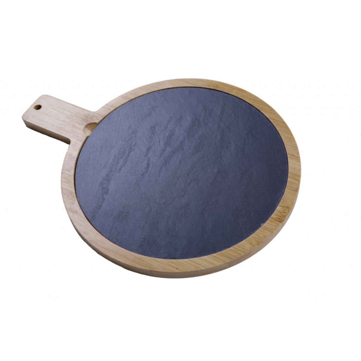 LUGANO - Tabla Redonda Madera con Mango 36x28cm Pizarra Cafe Lugano