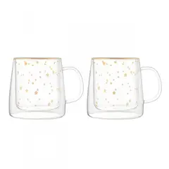 LUGANO - Set 2 Tazas Doble Pared 250ml Vidrio Borosilicato
