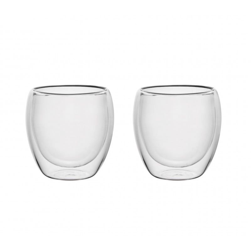 LUGANO - Set 2 Pzs Tazas Doble Pared 80ml Vidrio Borosilicato Lugano