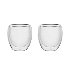 LUGANO - Set 2 Pzs Tazas Doble Pared 80ml Vidrio Borosilicato