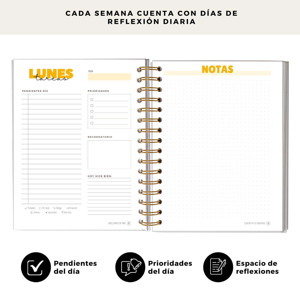 GENERICO - Planner Diario 3 Meses Sin Fecha- Naranja