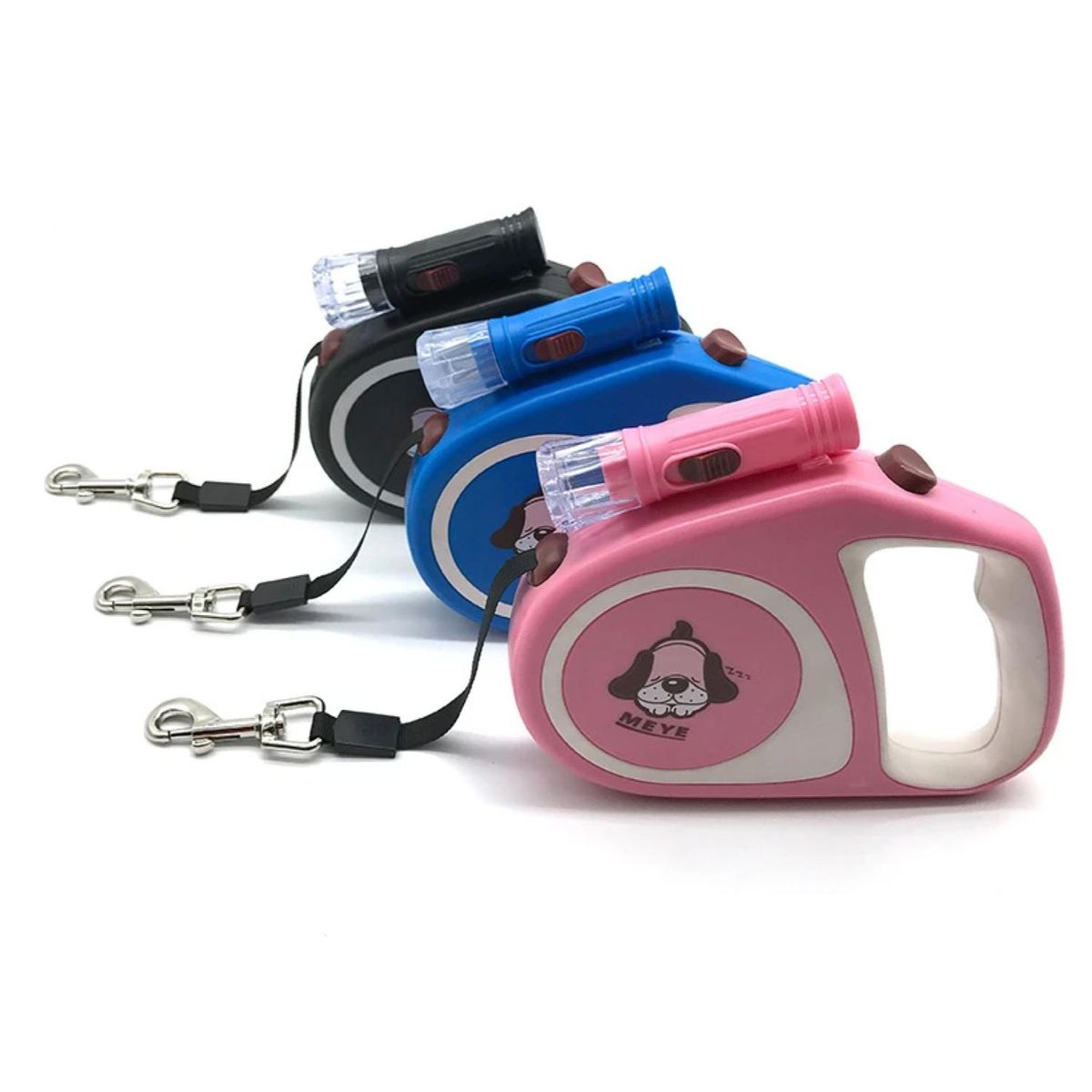 GENERICO - Cuerda Retractil 5M Con Linterna Para Paseo De Mascotas Azul