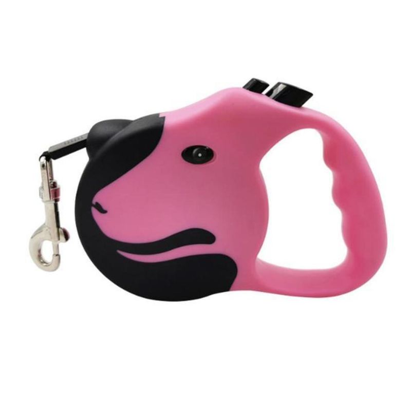 GENERICO - Cuerda Retractil 5M Flexible Paseo De Perros Mascotas Rosado
