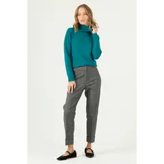 PRIVILEGE - Pantalon straight gris cuadros 2129