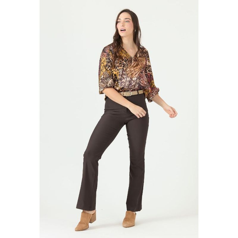 PRIVILEGE - Pantalon flare cafe moro PRIVILEGE 2253 - Café Oscuro