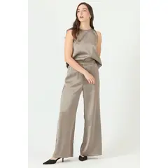 PRIVILEGE - Pantalon palazzo vison 2250 - Vison