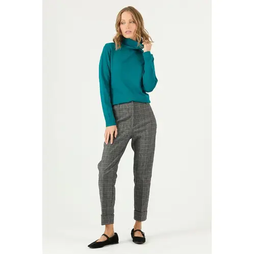 PRIVILEGE - Pantalon gris cuadros 2129 - Gris