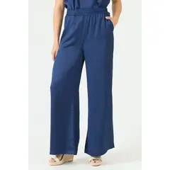 PRIVILEGE - Pantalon palazzo azul marino 2249