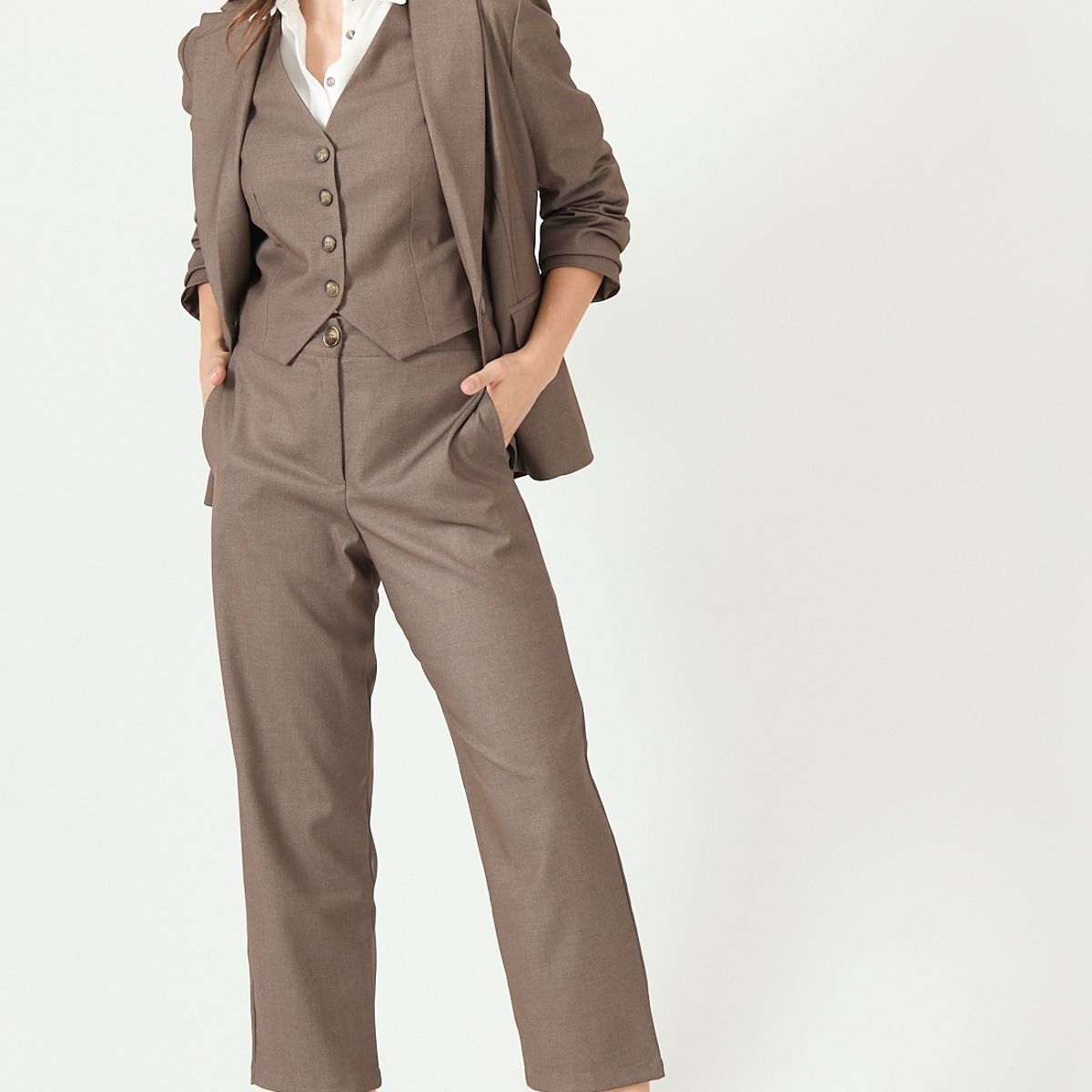 PRIVILEGE - Pantalon straight vison 2260