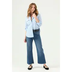 PRIVILEGE - Pantalon wide leg azul 2064 - Azul