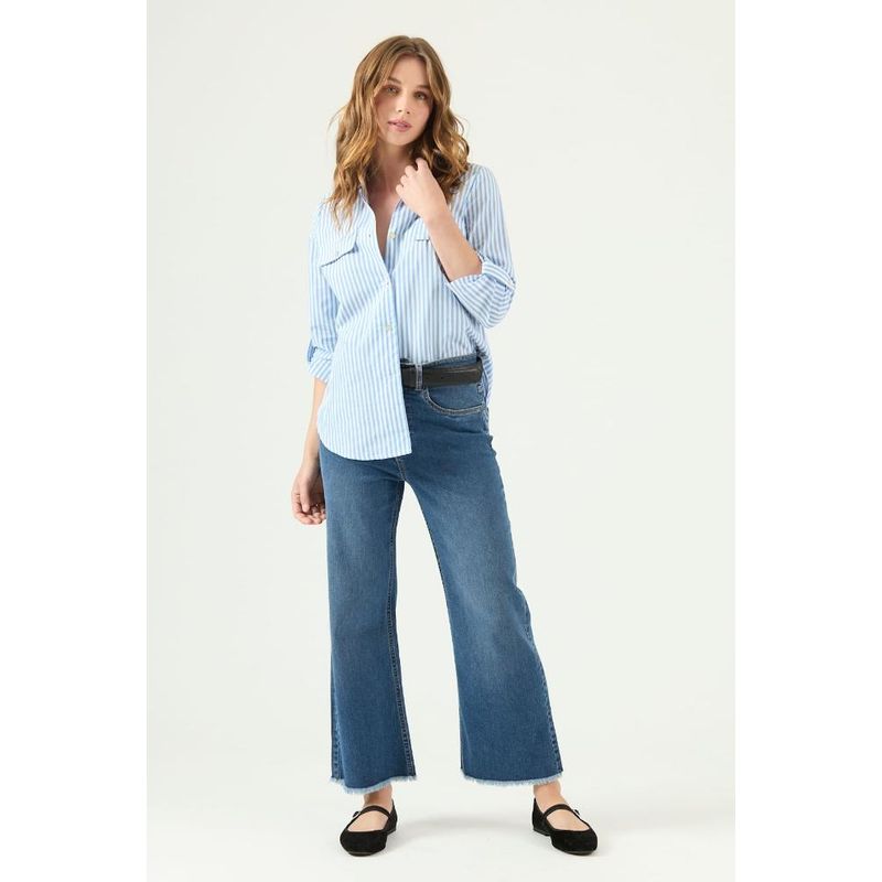 PRIVILEGE - Pantalon wide leg azul PRIVILEGE 2064 - Azul