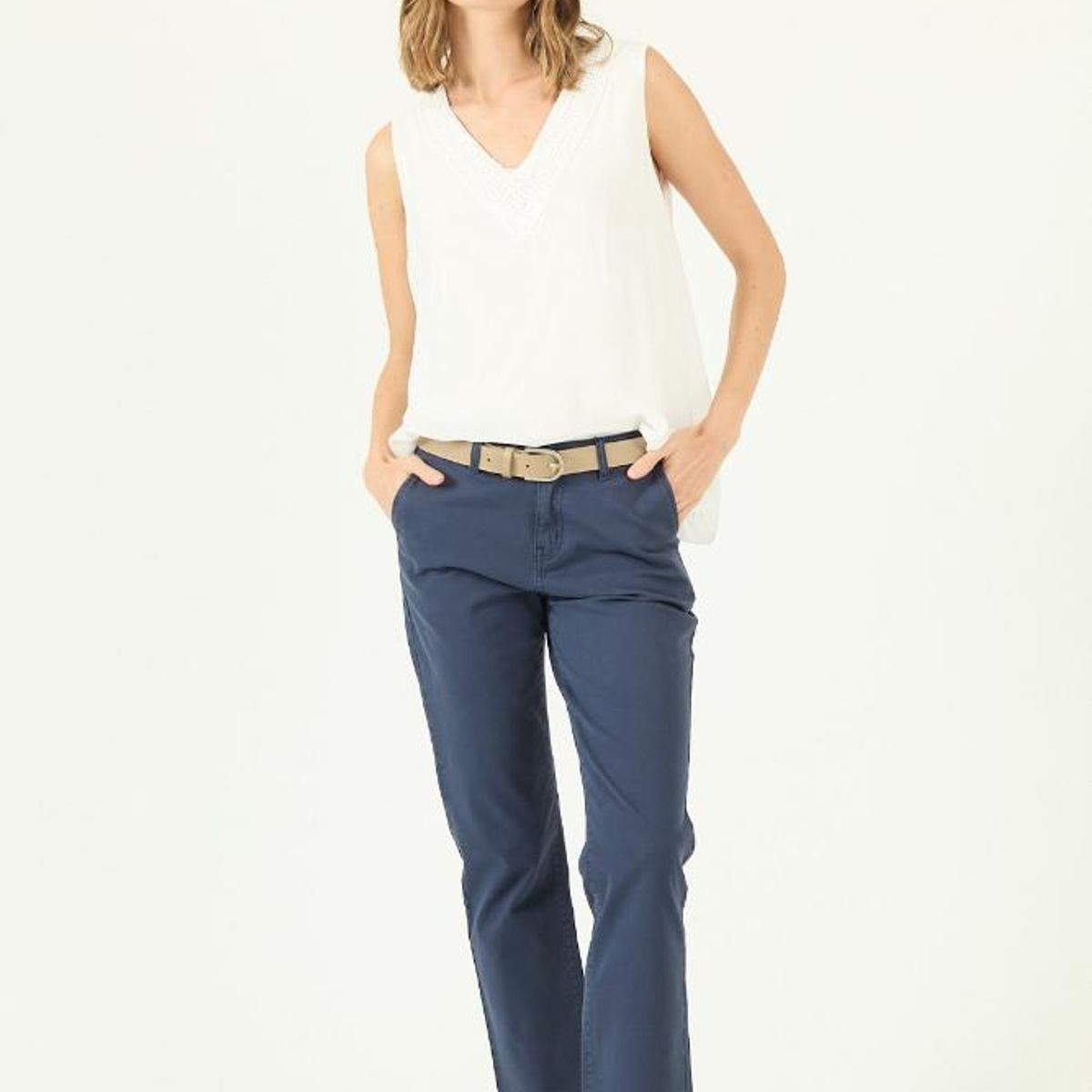 PRIVILEGE - Pantalon slim fit azul 408