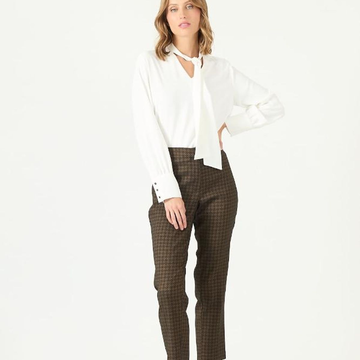 PRIVILEGE - Pantalon negro cuadros PRIVILEGE 2106