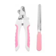 GENERICO - Kit Cortauñas Y Limas Para Perros Y Gatos Mascotas Rosado