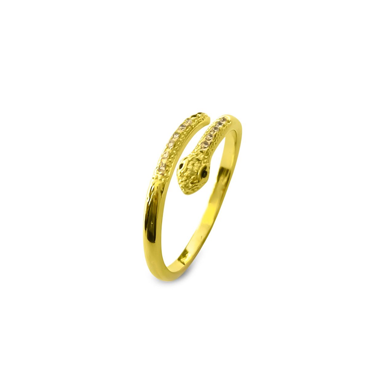 COGGIOLA - Anillo Serpiente Circón Enchapado Oro 18K