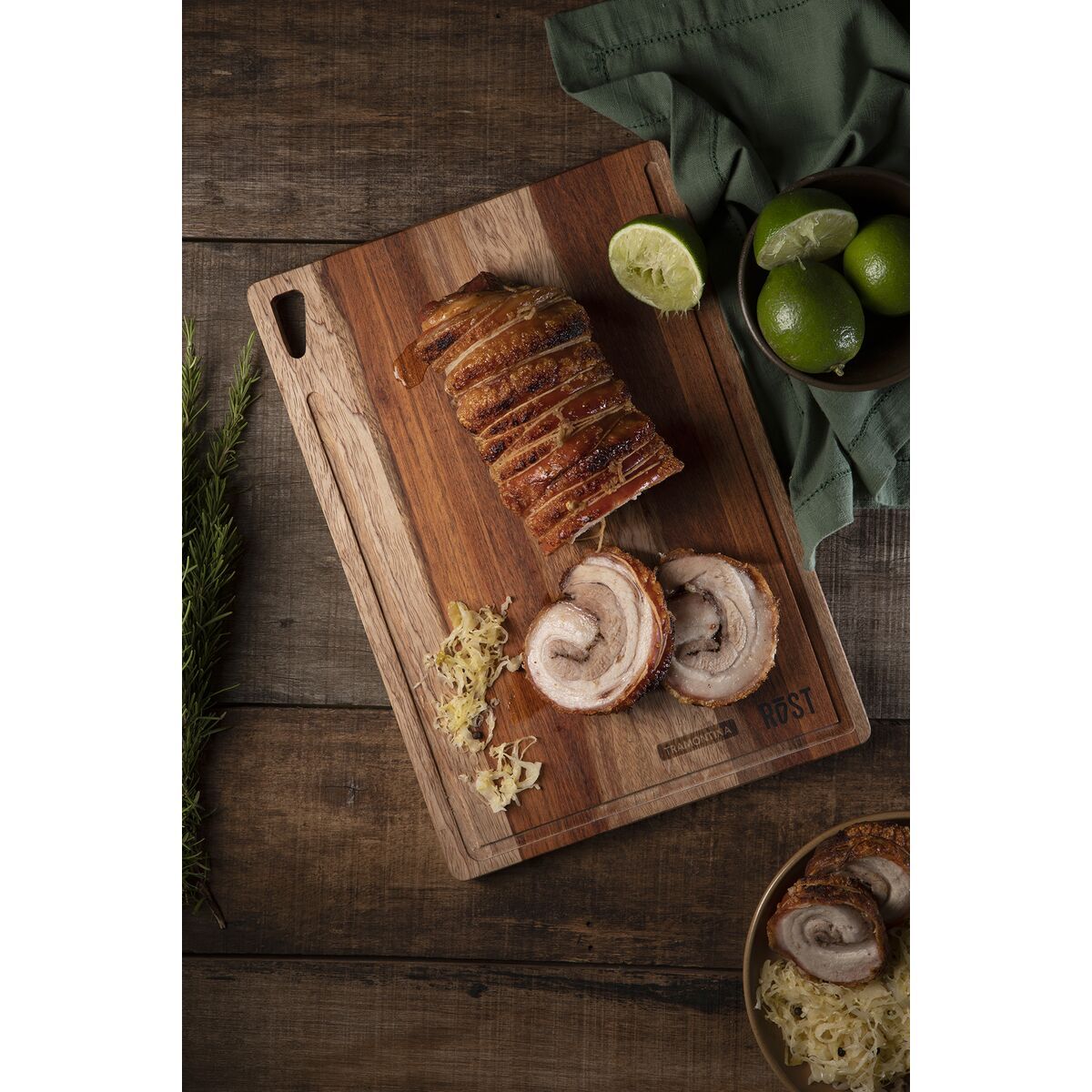 TRAMONTINA - FSC Tabla de Corte Tramontina Rost para Preparar y Servir en Madera de Jatoba Combinada con Acabado al Aceite 40 x 28 cm