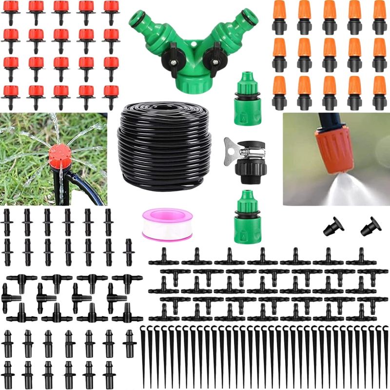 GENERICO - Kit De Riego Sistema Automático Goteo O Aspersor 40m 158pcs