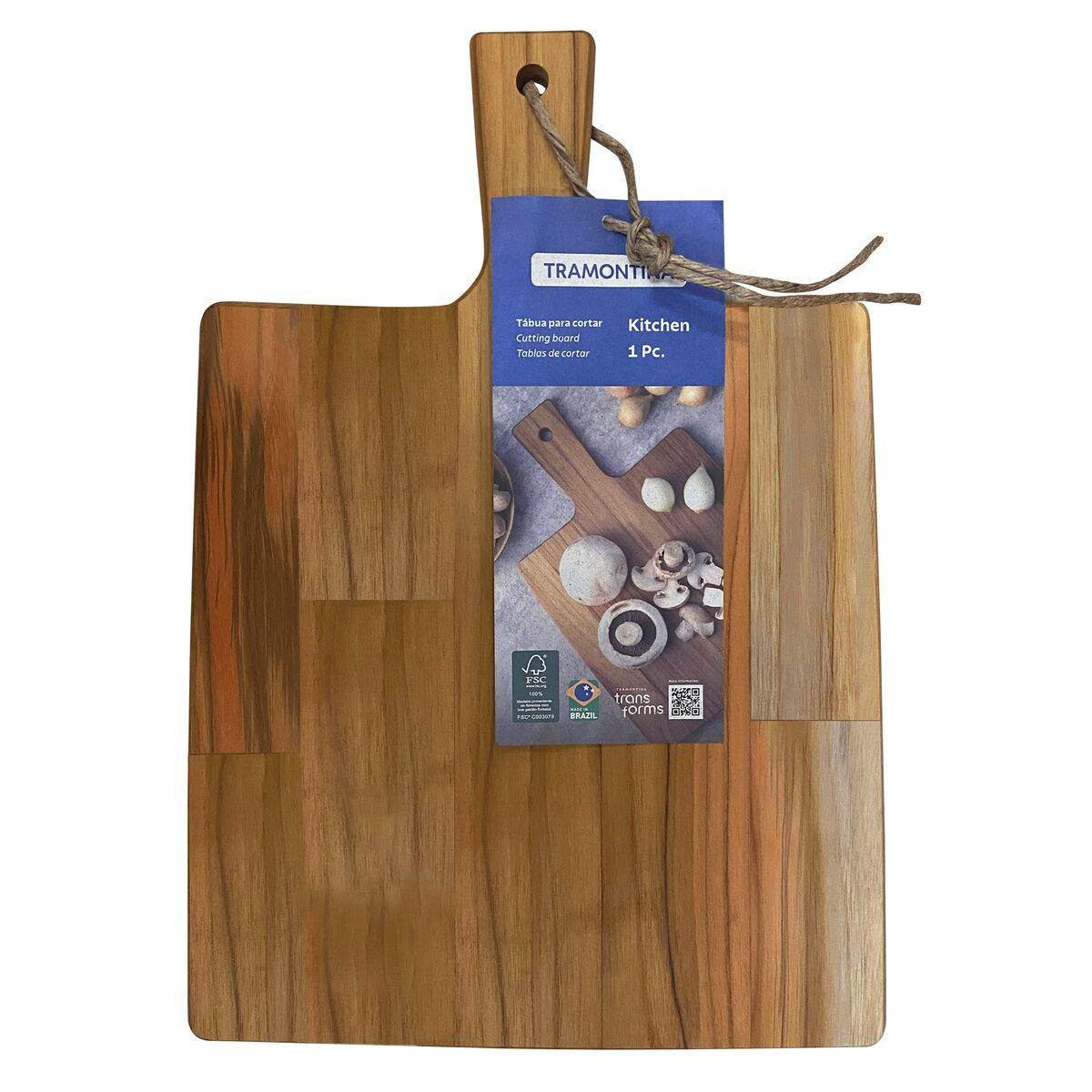 TRAMONTINA - FSC Tabla de Cocina Tramontina en madera Teca con mango 40x28 cm