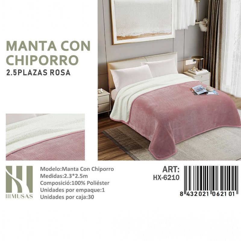 ANGELES DEL HOGAR - FRASADA CON CHIPORRO DISEÑO LISO KING