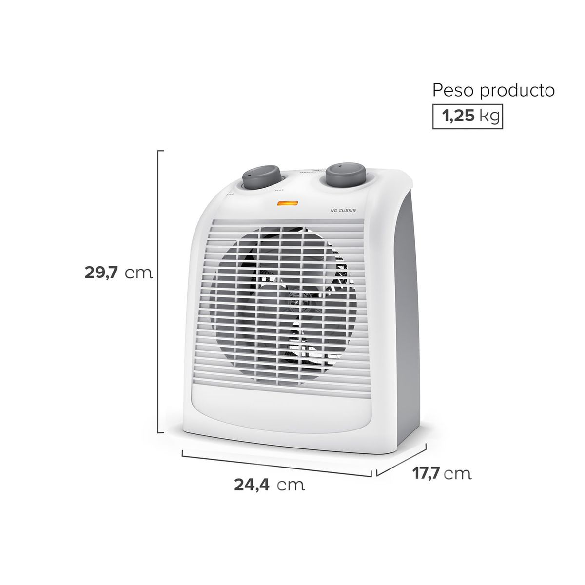 MADEMSA - Termoventilador Mademsa 2000W 2 Velocidades y Termostato TV1000 Blanco