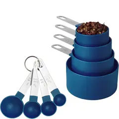 FTA - Set 8pzs Tazas y Cucharas Medidoras Silicona Azul