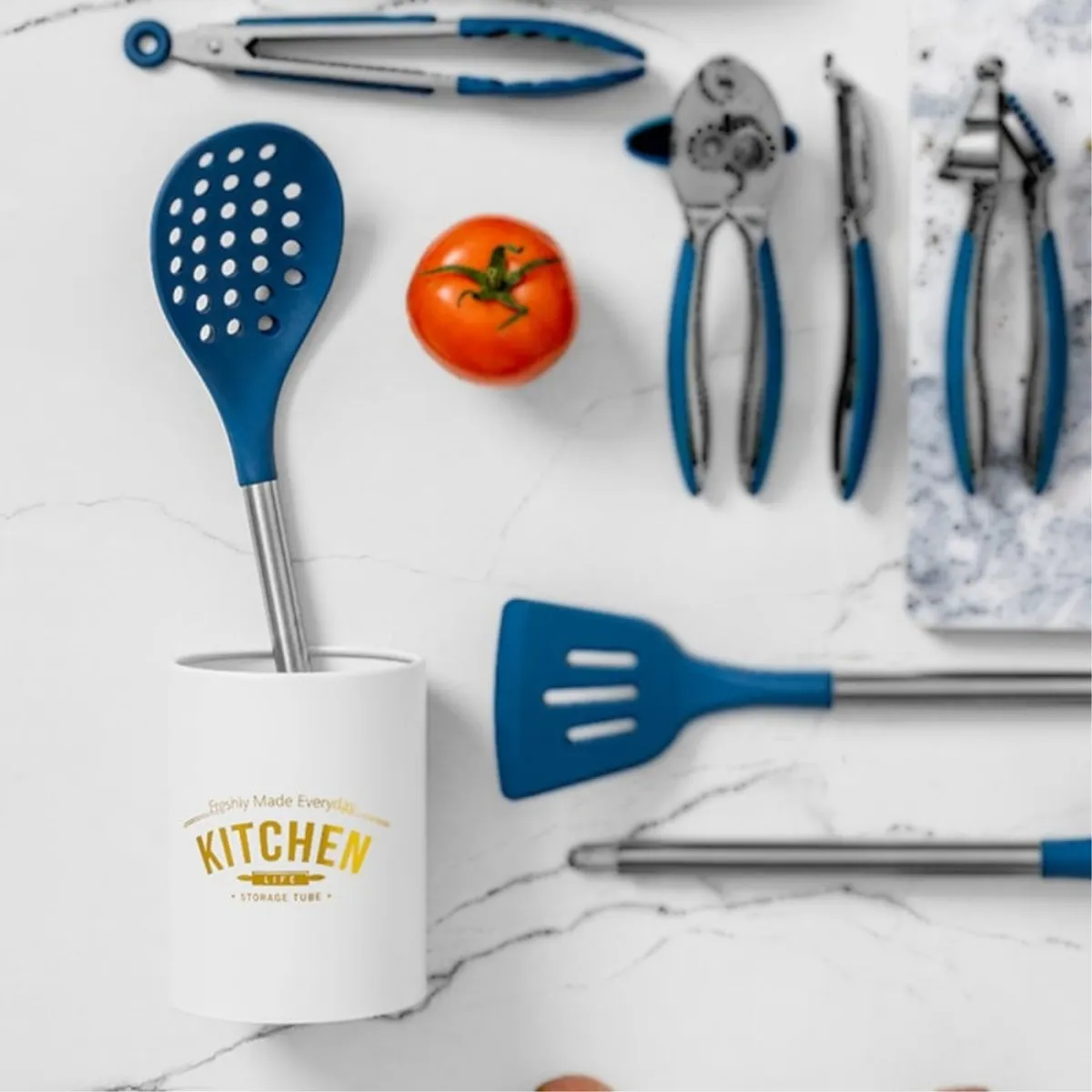 FTA - Espumadera Silicona Mango Acero Azul FTA