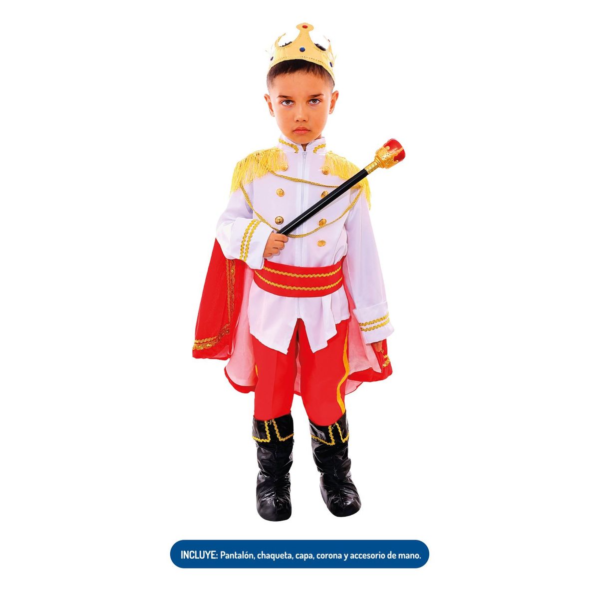 TODODISFRACESCHILE - Disfraz Principe o Rey con acc. Talla 3 a 4 años