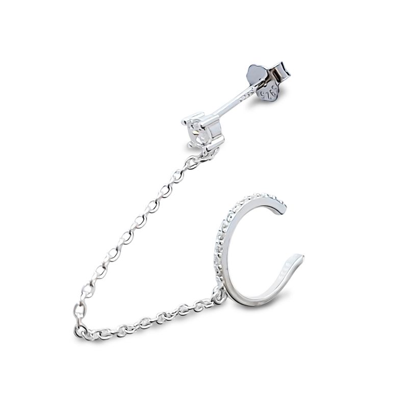 ANDREA COGGIOLA JOYAS - Aro Bidu Cadena Circón Plata Fina 925