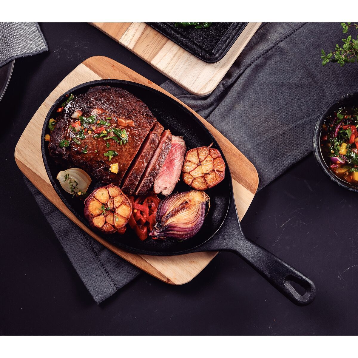 TRAMONTINA - Tabla de Madera con Grill de Hierro Fundido 30x18 Tramontina