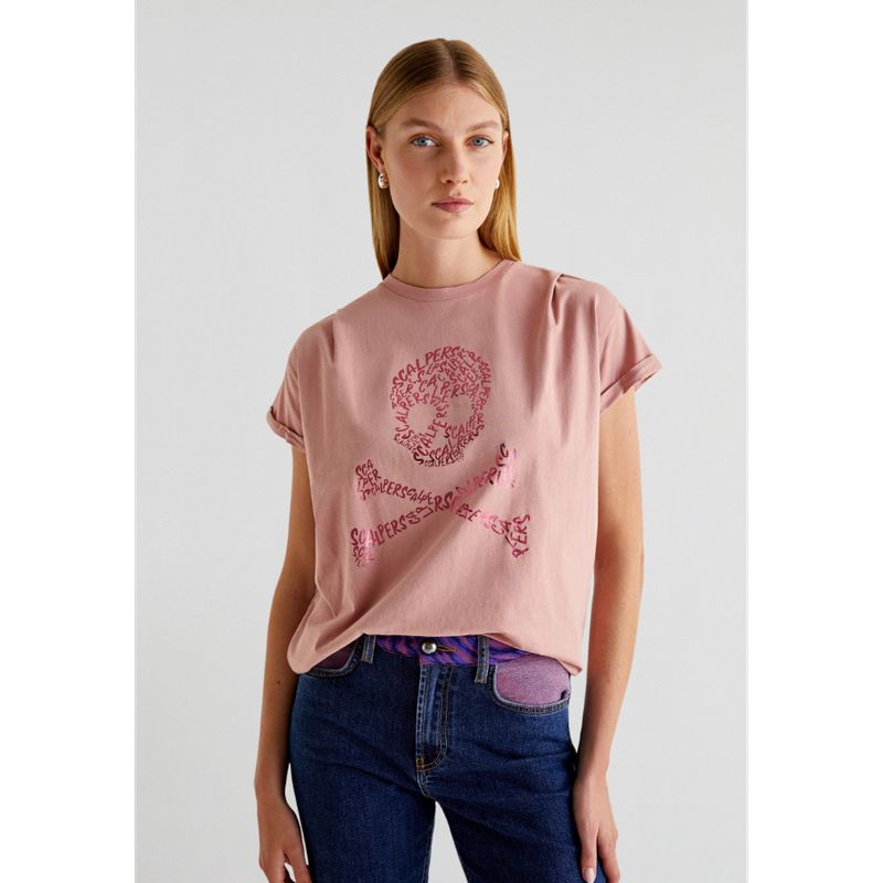 SCALPERS - Polera Calavera Pliegue Hombro