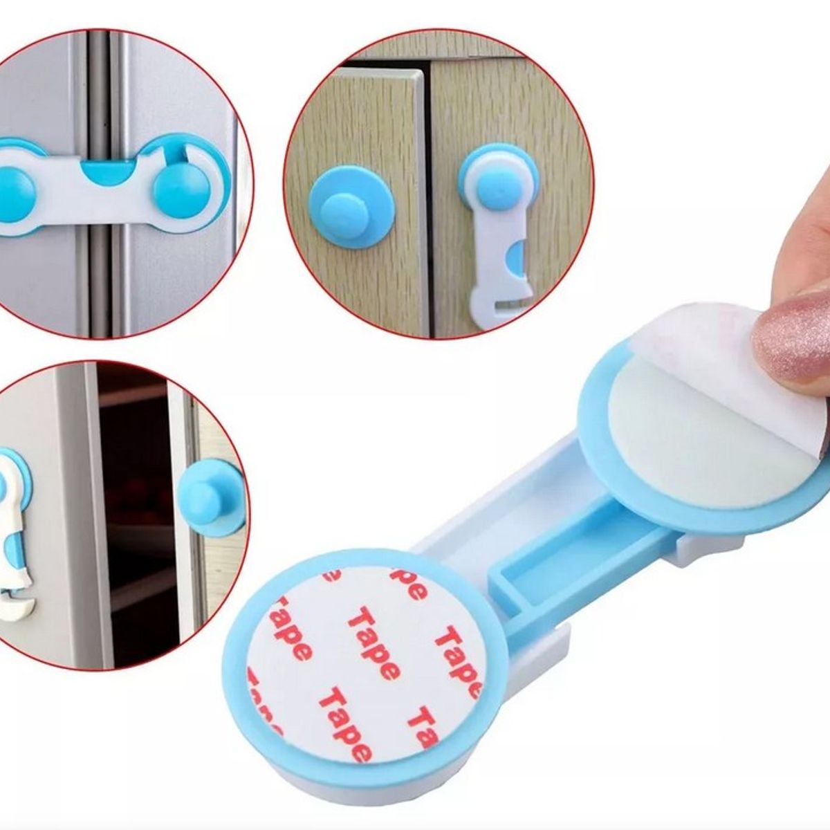 GENERICO - Set 2 Unds Traba Bloqueo Puertas Y Cajones Bebes Celeste