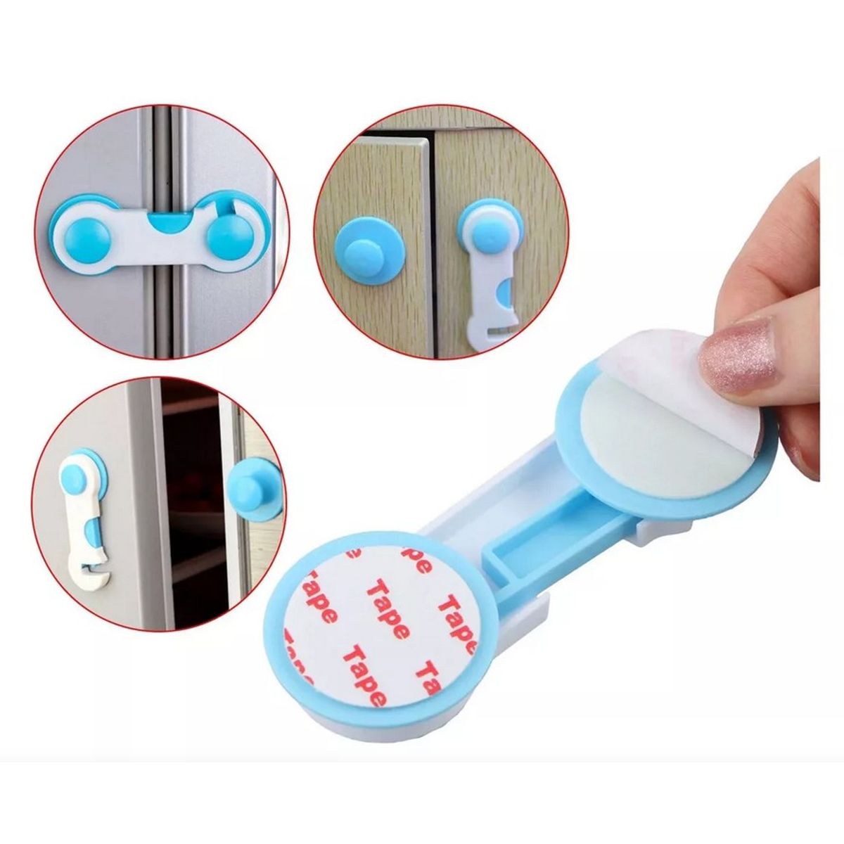 GENERICO - Set 2 Unds Traba Bloqueo Puertas Y Cajones Bebes Celeste