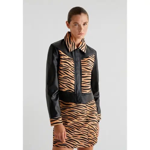 SCALPERS - Chaqueta Piel Detalle Cebra