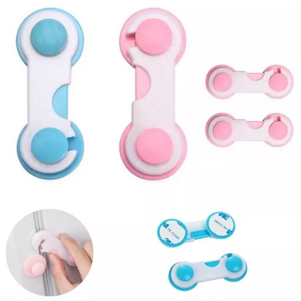 GENERICO - Set 2 Unds Traba Bloqueo Puertas Y Cajones Bebes Rosado